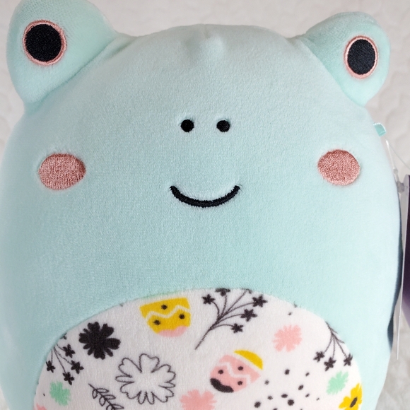 Fritz Squishmallows 8 Inch BNWT Mint Frog with Floral Belly Spring Easter Squad - Picture 7 of 7